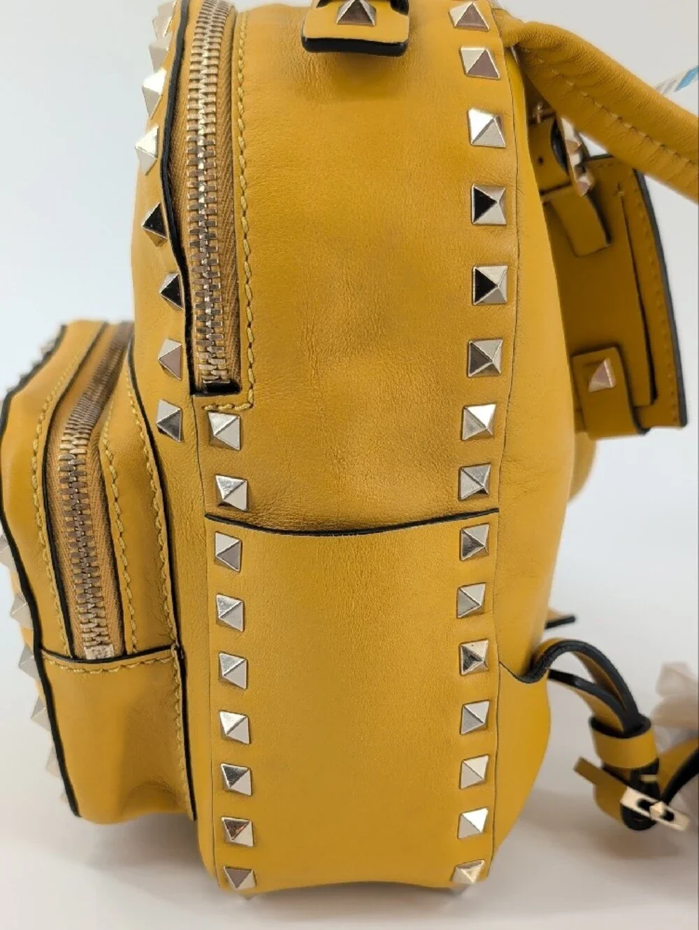 Valentino Yellow Studded Mini Leather Backpack